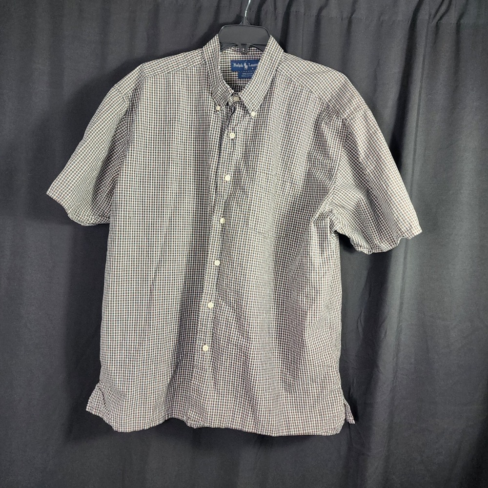 Ralph Lauren Men's Greggror Gingham Short Sleeve Button Down Shirt‎ XL